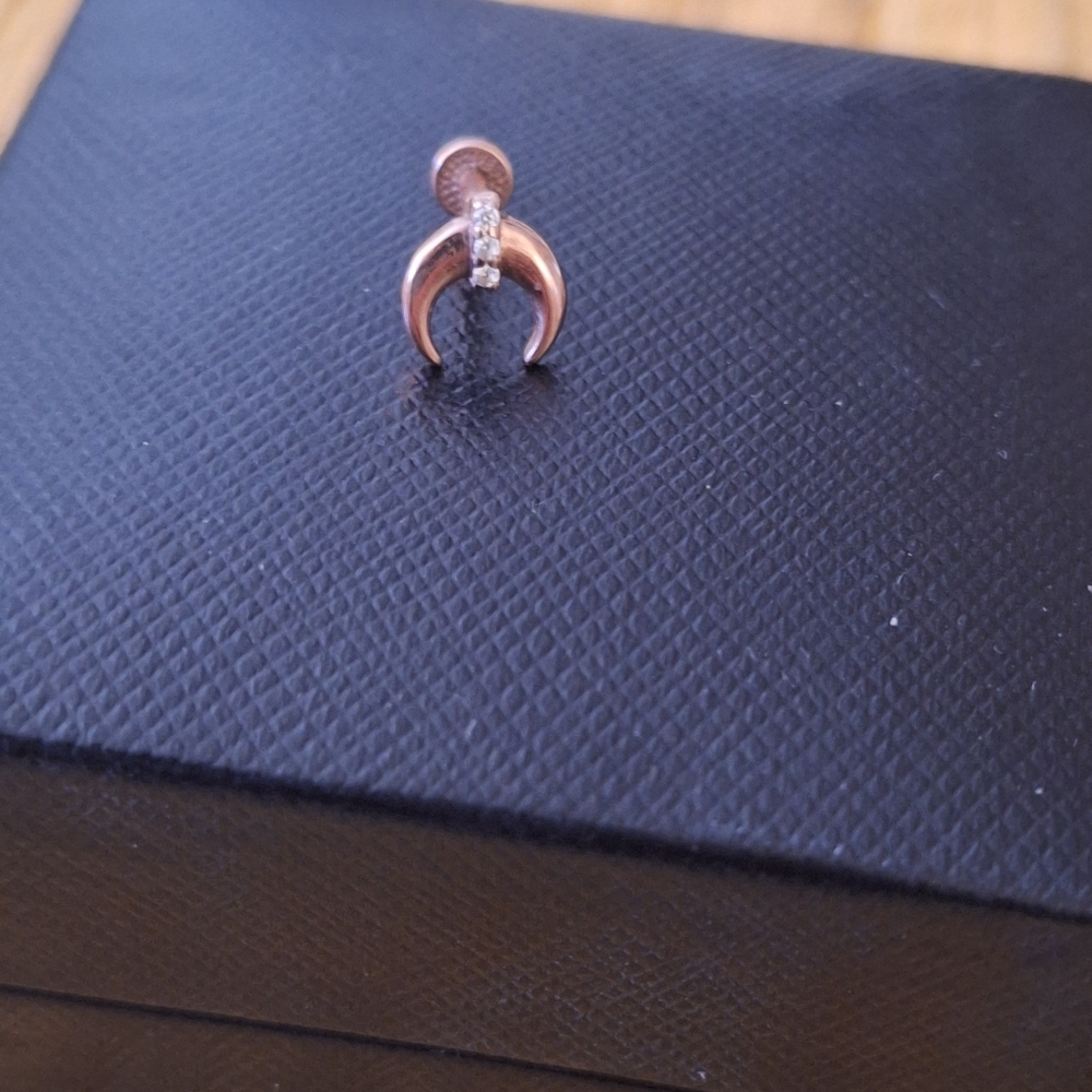 14k solid Stamped rose gold crescent tragus piercing